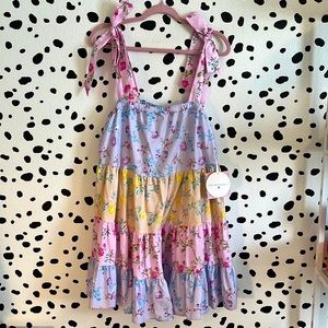 NWT LOVESHACKFANCY X Target - Jeanne Pastel Patchwork Tiered Tie Strap Dress